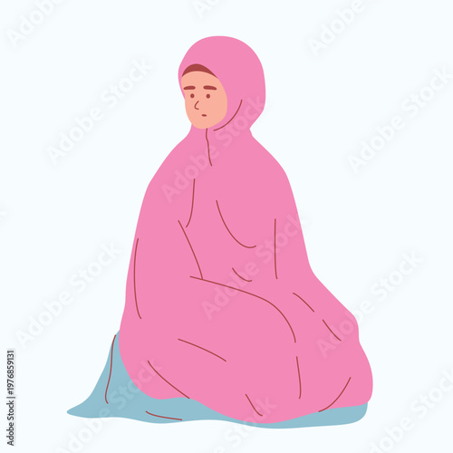 Illustration of an Muslimah Shalat salam