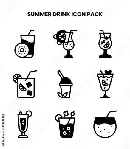 Summer Drink DuoTone Set Icons Pack