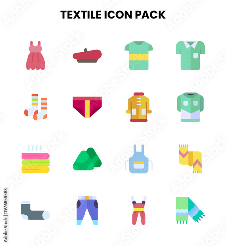 Textile Flat Collection Icons Pack