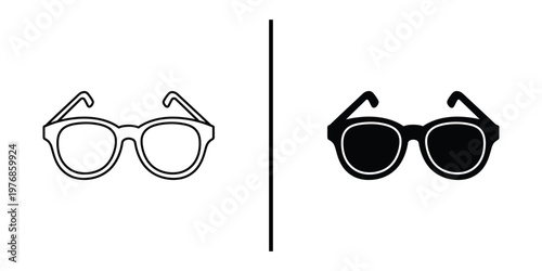 Classic eyeglass frames icon for vision care and fashion accessory concept.