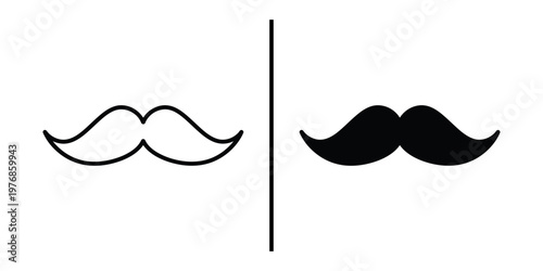 Classic mustache icon set for barbershop grooming and men's style fashion.
