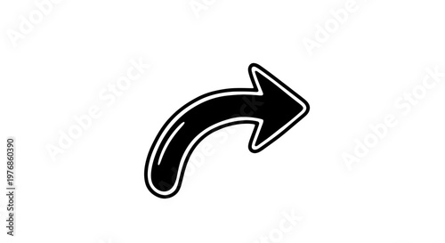 Black Curved Arrow Symbol Indicating Direction.