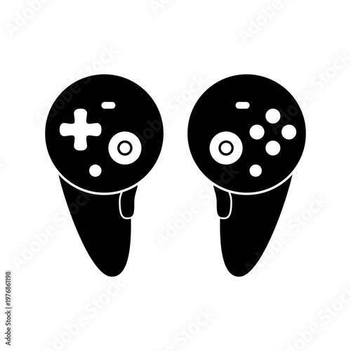 VR video game controllers icon, Element for design isolated on white background, for gaming apps and websites. Flat vector illustration