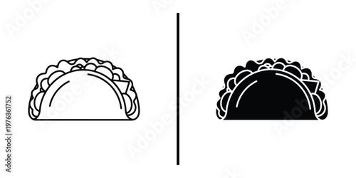 Mexican taco icon set for traditional cuisine and street food restaurant menu.