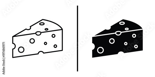 Piece of swiss cheese icon set for dairy product and appetizer concepts.