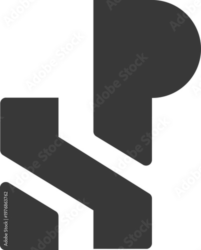 The monogram is the letter P and S. Coding, elegant and outline.