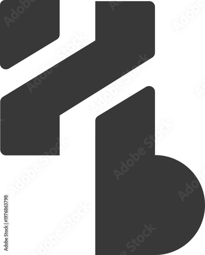 The monogram is the letter b and Z. Coding, elegant and outline.