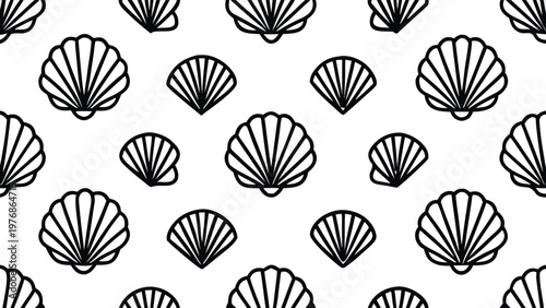 Decorative marine shell seamless pattern.