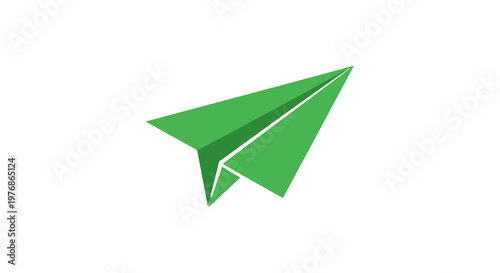 Green Paper Plane Isolated on White.
