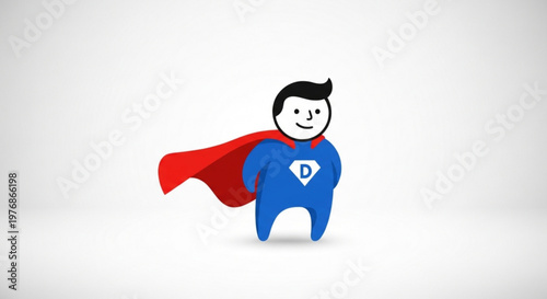 Cartoon superhero character with red cape illustration