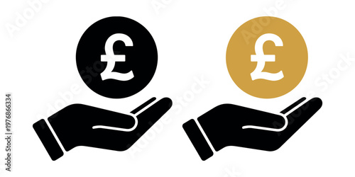 British pound coins in hands modern vector illustration representing finance money currency savings wealth concept