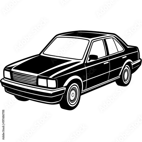1990s classic sedan car clean vector illustration