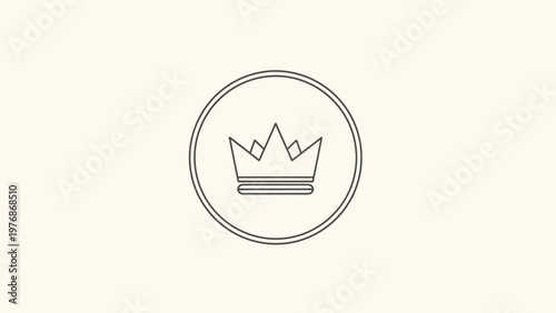 Minimalist Crown Icon Inside Circle Representing Royalty and Leadership.