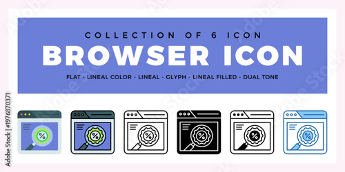 Pack of 6 Vector browser icon