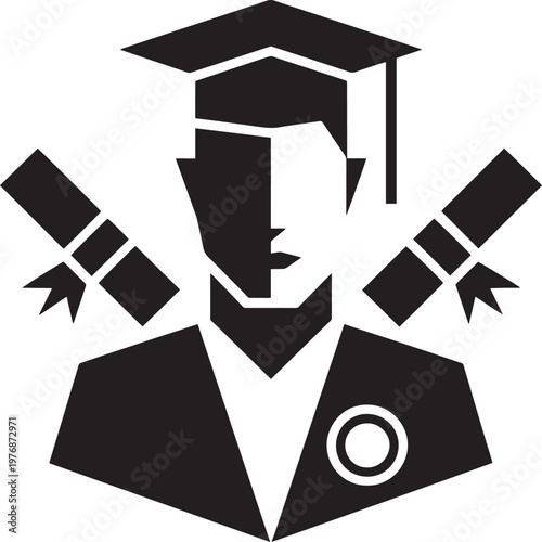 Wallpaper Mural Graduation icon with cap diploma and scholarly attire on white background Torontodigital.ca