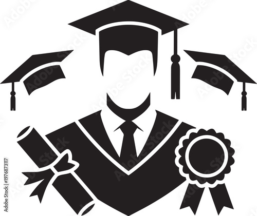 Wallpaper Mural Graduate wearing cap and gown holding diploma certificate icon Torontodigital.ca