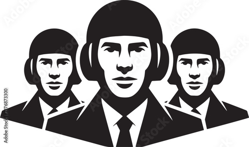 Wallpaper Mural Three business people wearing helmets and suits in a row corporate teamwork concept illustration Torontodigital.ca