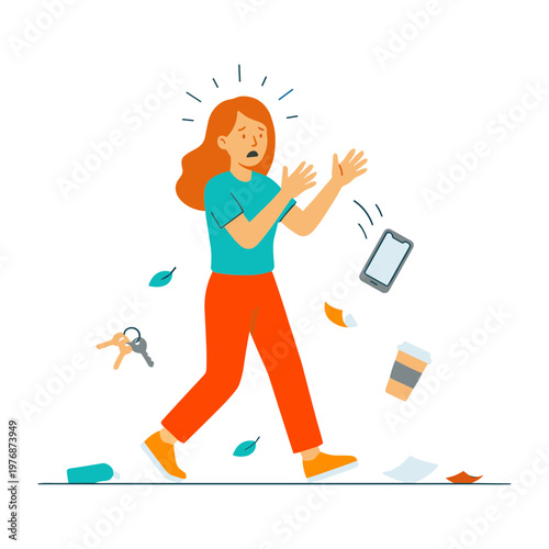 Illustration of a Person With a Dropped Handphone
