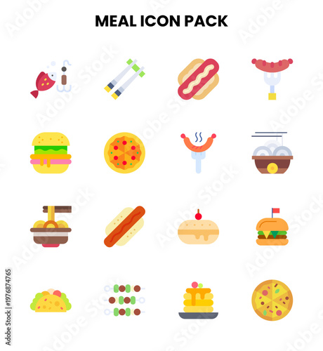 Meal Flat Design Icons Pack