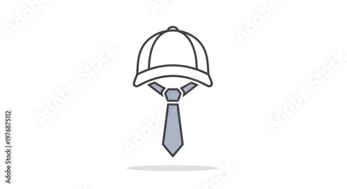Baseball cap and tie icon vector art