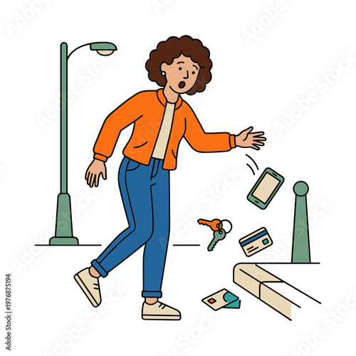 Illustration of a Person With a Dropped Handphone
