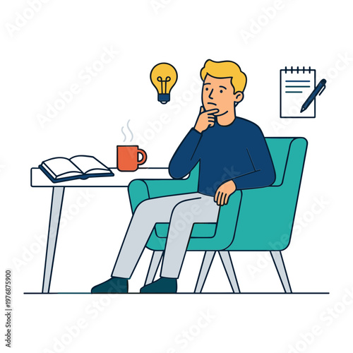 People Illustration Sitting Alone Thinking
