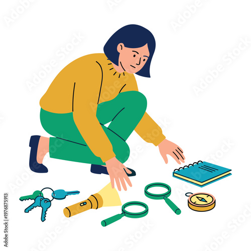 Illustration of a Person Searching for Something
