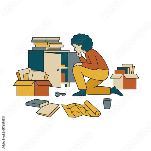 Illustration of a Person Searching for Something
