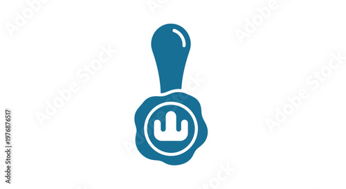 Blue wax seal with white emblem.