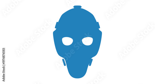 Blue Silicone Diving Mask Closeup Front View.