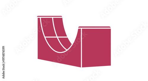 Red Skateboard Ramp Graphic Illustration Design.