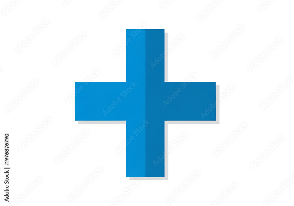 Fototapeta premium Blue plus sign symbol on a plain background