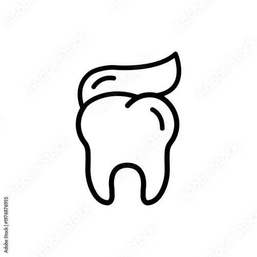 Tooth and toothpaste icon. Dental care concepts. Pictogram isolated on a white background.