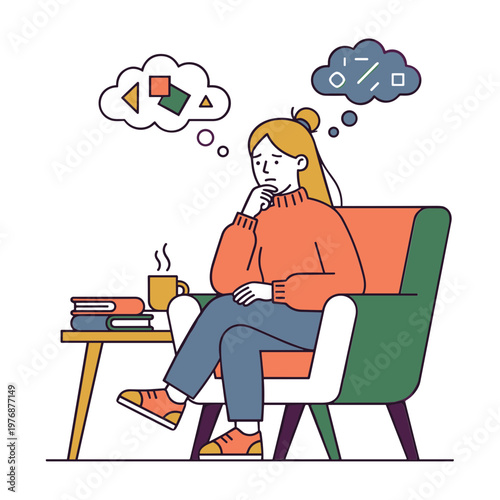 People Illustration Sitting Alone Thinking
