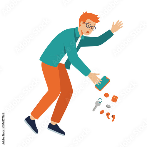 Illustration of a Person With a Dropped Handphone
