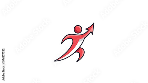 Red Arrow Person Symbolizing Growth, Success, and Forward Movement.