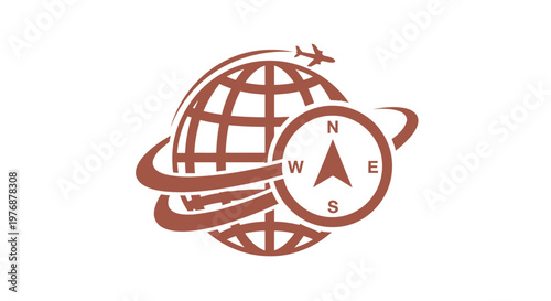 Travel and Tourism Logo Featuring Globe and Compass Design.