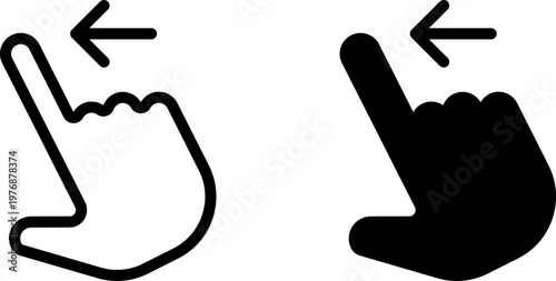 Hand finger gesture navigation swipe up down icon set, move left right up down, vector illustration