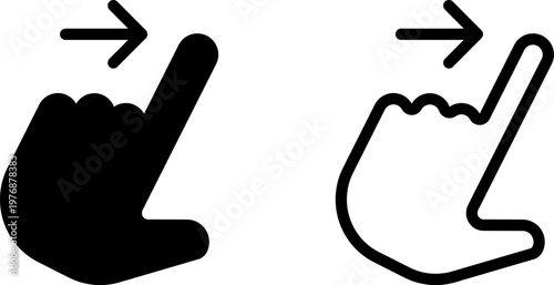 Hand finger gesture navigation swipe up down icon set, move left right up down, vector illustration