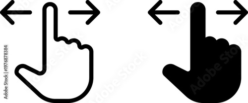 Hand finger gesture navigation swipe up down icon set, move left right up down, vector illustration