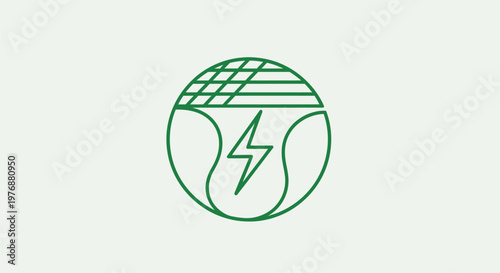 A green illustration of a tennis ball with a lightning bolt on it.
