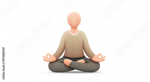 Person meditating in lotus pose 3d render