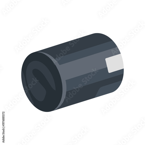 Black tin can vector illustration isolated on white background flat design style food container for storage or packaging product simple drawing art graphic element.