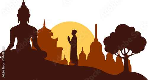 Buddha Day Silhouette Landscape