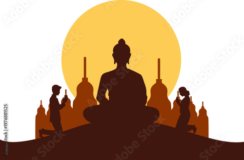 Buddha Day Silhouette Illustration