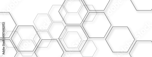 Vector An abstract, geometric composition of interconnected hexagons in shades of gray. The artwork showcases a visually dynamic arrangement, offering a modern aesthetic.