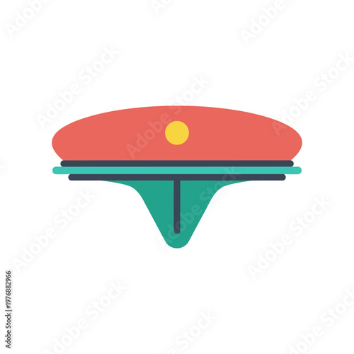 A colorful military peaked cap, featuring a red top, green visor, and a golden button detail, worn by officers in various armed forces around the world.