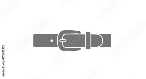 Gray Leather Belt with Metal Buckle.