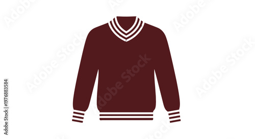 Red Sweater with White Striped Collar.