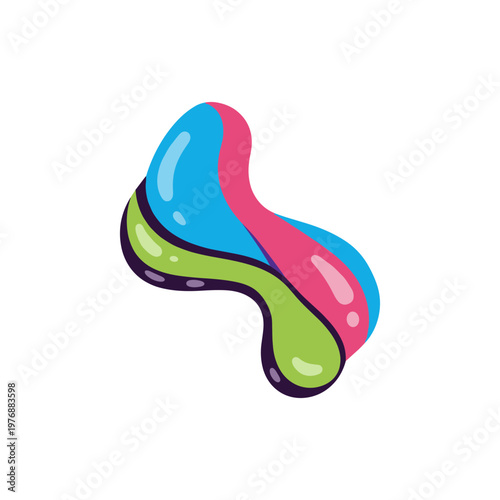Abstract liquid shapes vector illustration with vibrant blue pink and green colors in fluid motion design isolated on white background as modern decorative element for creative branding project.